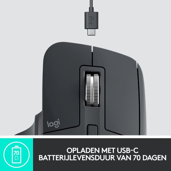 de Logitech MX Master 3 hoeft nauwelijks opgeladen te worden