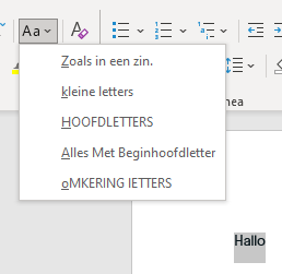 Verschillende opties hoofdletters