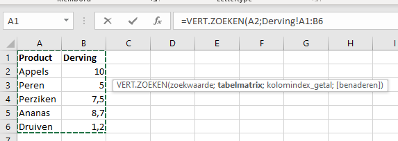 Tabelmatrix Vert.Zoeken