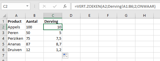 Volledige Vert.Zoeken formule